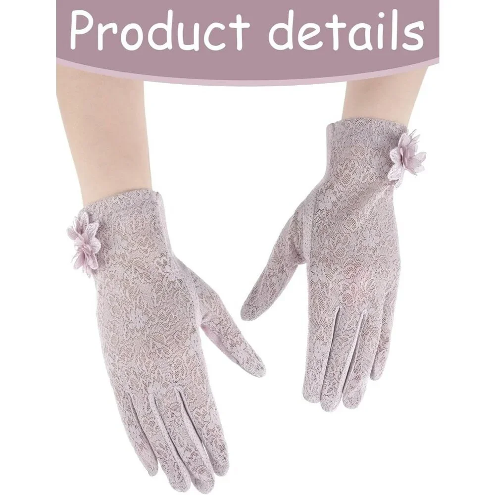 Women's Cameo Fingerless Floral Short Lace Gloves Party Tea Halloween Wedding